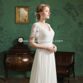 Women Luxury Lace Elegant beaded Ball Gown Long Sleeve See Through Bridal bride wedding dress with long train